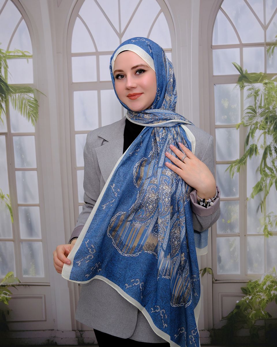 Nuit Desen Şal Deniz Mavisi