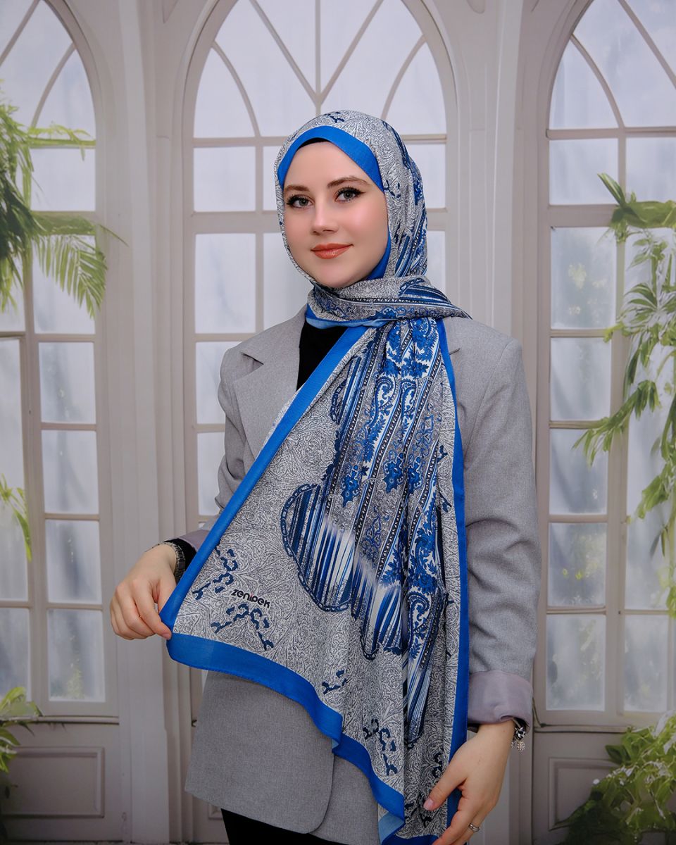 Nuit Desen Şal Mavi