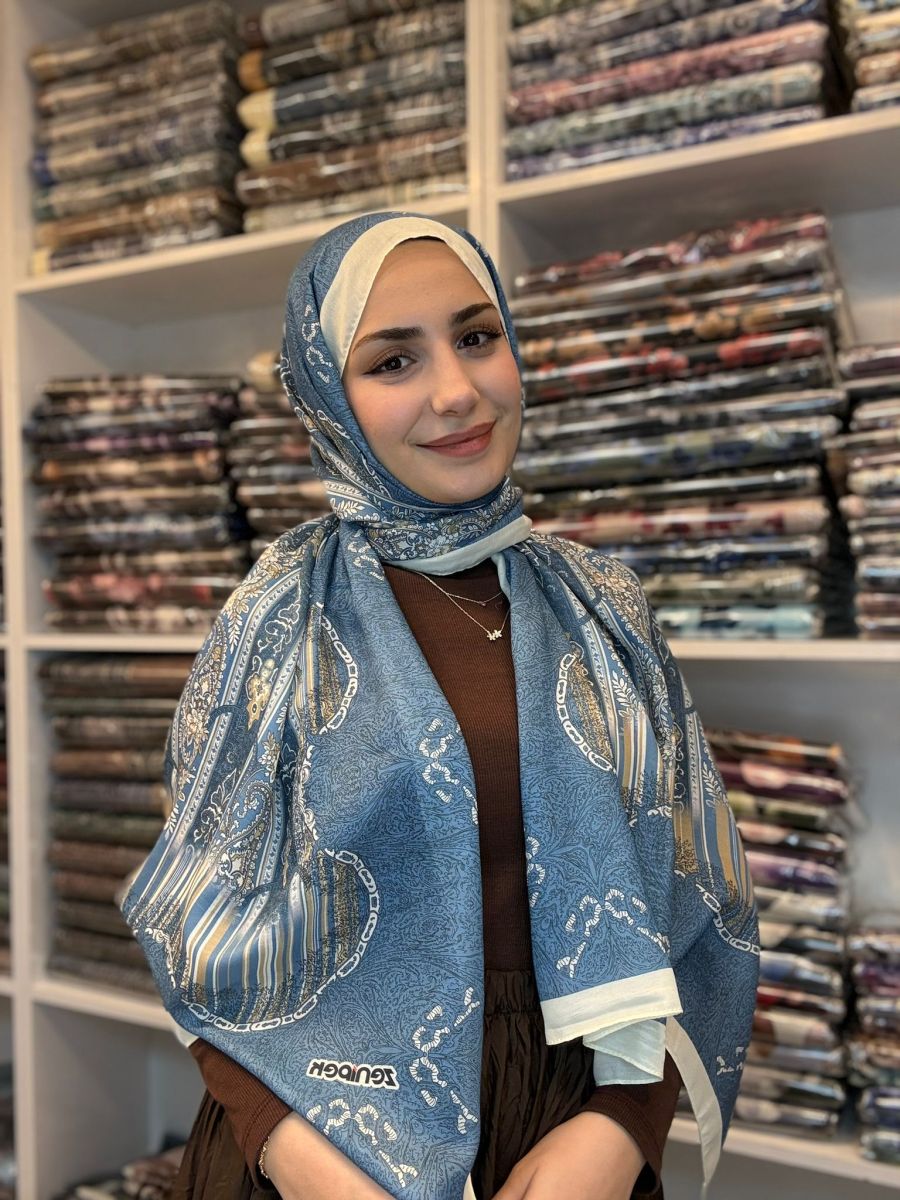 Nuit Desen Şal Mavi