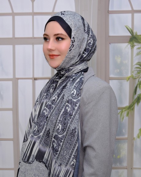  - Nuit Desen Şal Siyah Gri