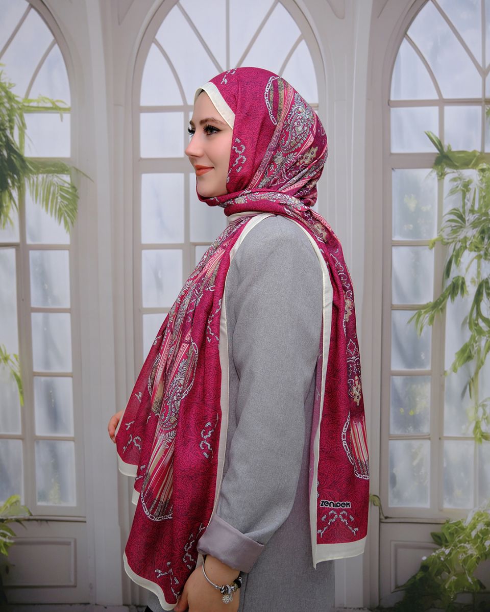 Nuit Desen Şal Vişne