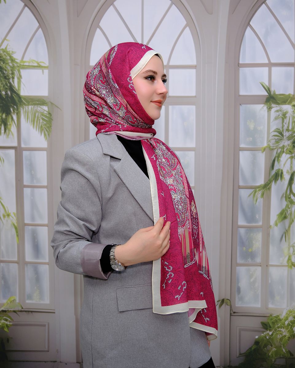 Nuit Desen Şal Vişne