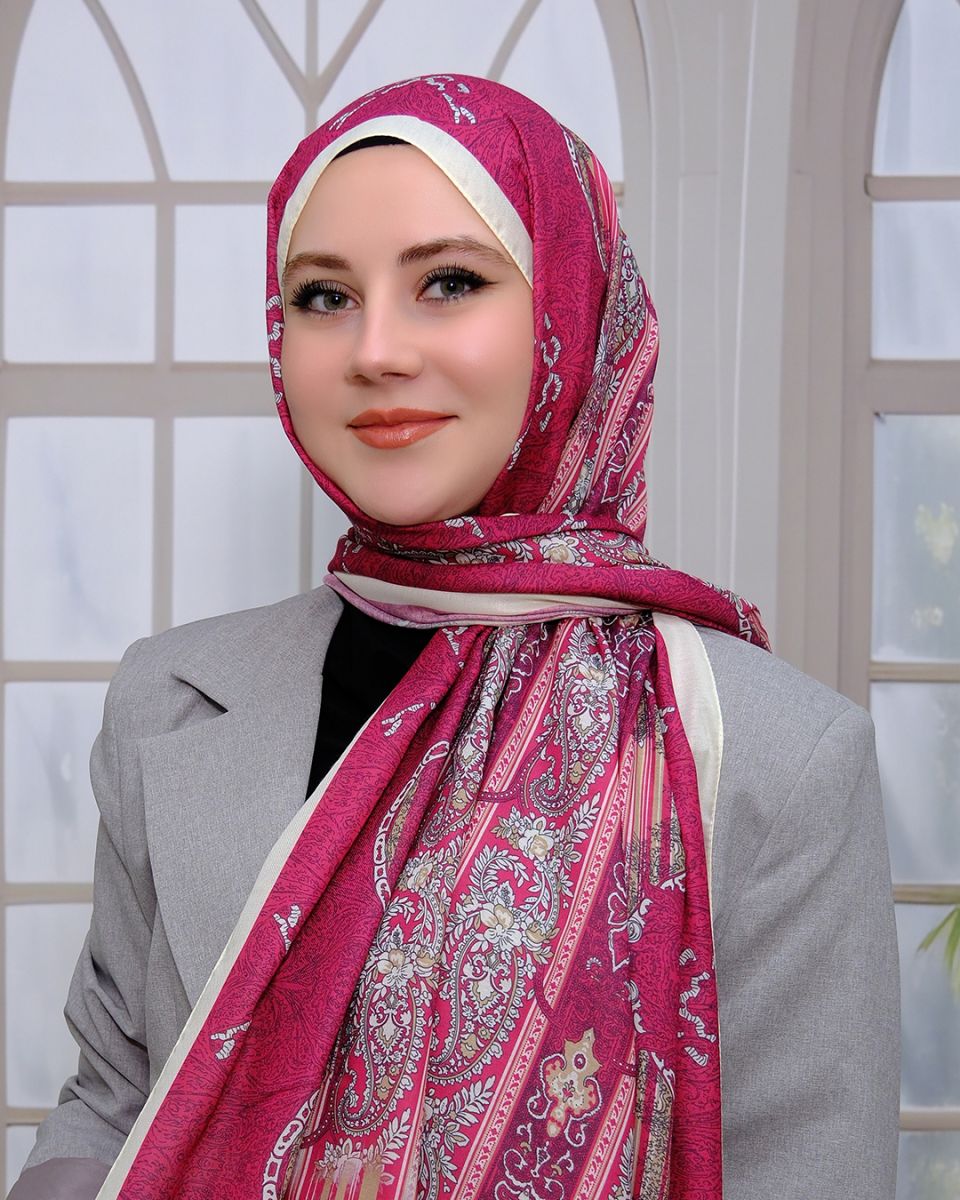 Nuit Desen Şal Vişne