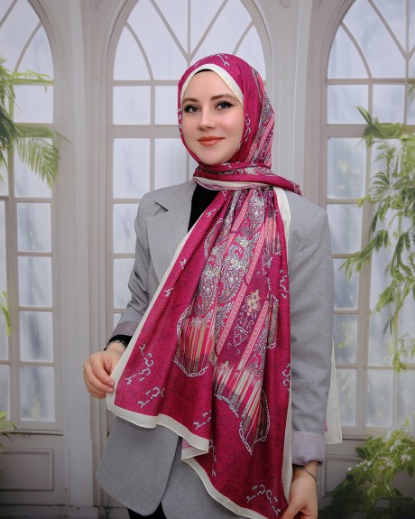  - Nuit Desen Şal Vişne