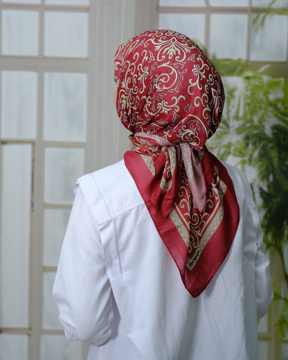 Pamuk İpek Eşarp - Bordo