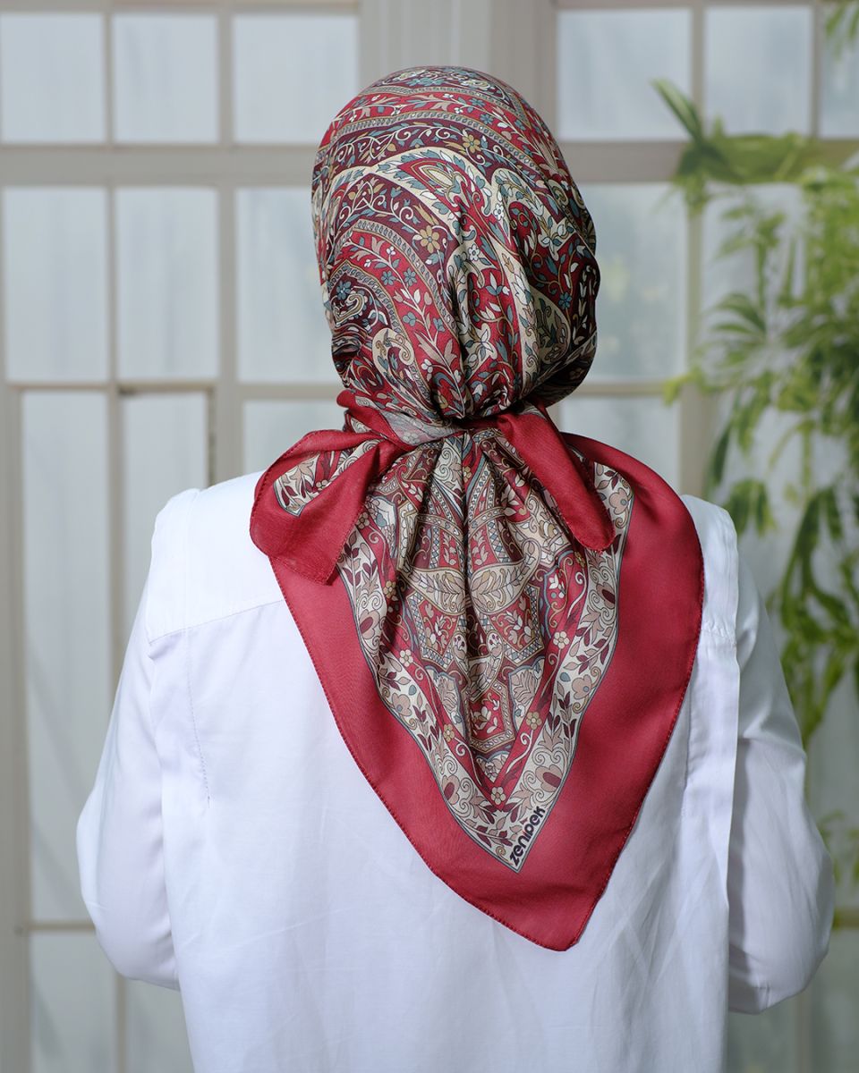 Pamuk İpek Eşarp - Bordo
