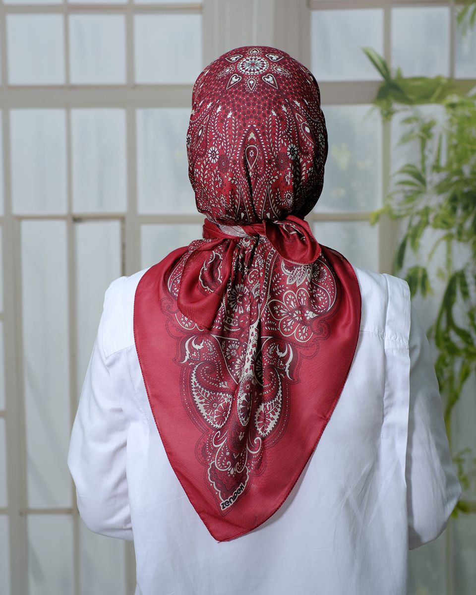 Pamuk İpek Eşarp - Bordo