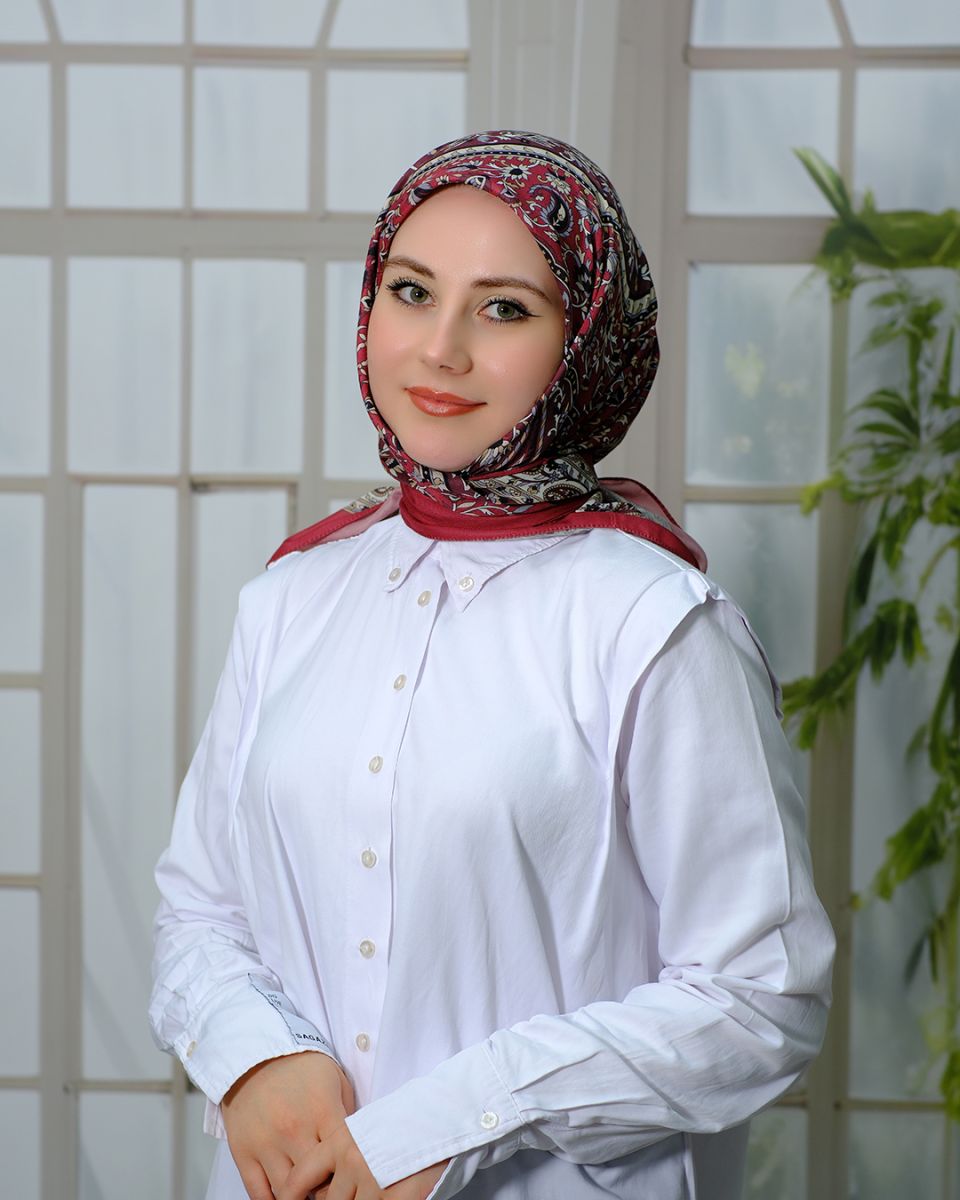 Pamuk İpek Eşarp - Bordo