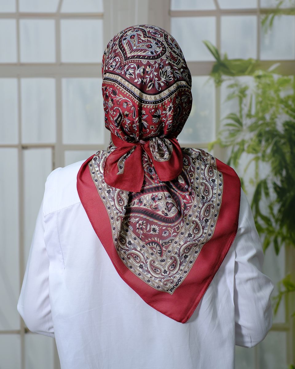 Pamuk İpek Eşarp - Bordo