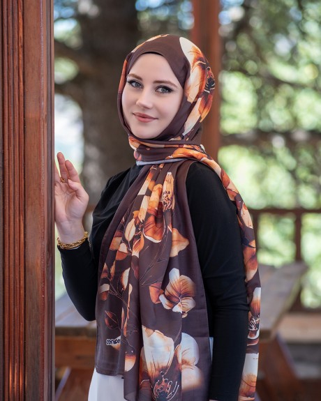  - Pamuk İpek Şal Aura - Acı Kahve