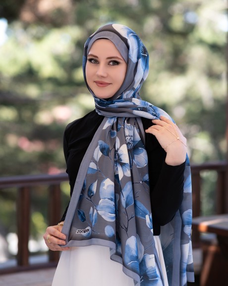  - Pamuk İpek Şal Aura - Füme