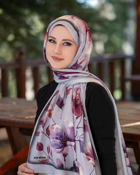  - Pamuk İpek Şal Aura - Gri