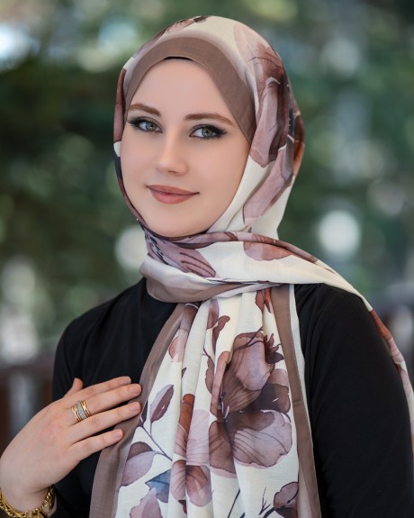  - Pamuk İpek Şal Aura - Krem