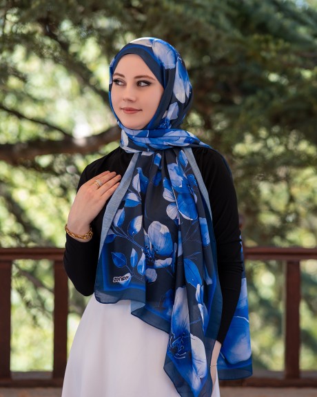  - Pamuk İpek Şal Aura - Lacivert