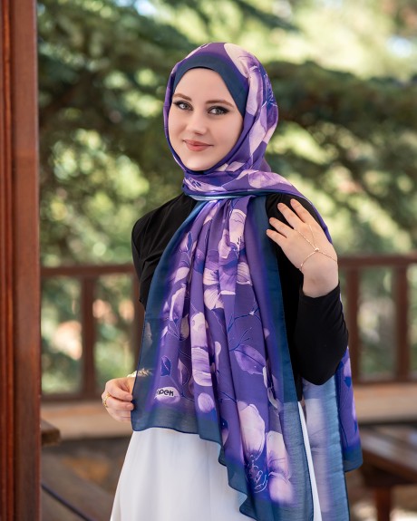  - Pamuk İpek Şal Aura - Mor