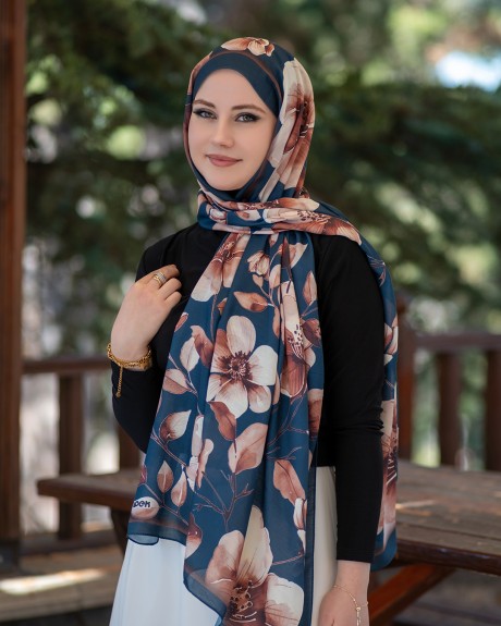  - Pamuk İpek Şal Aura - Petrol