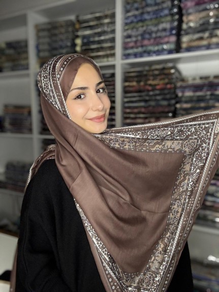  - Pamuk İpek Şal Bohem Kahve