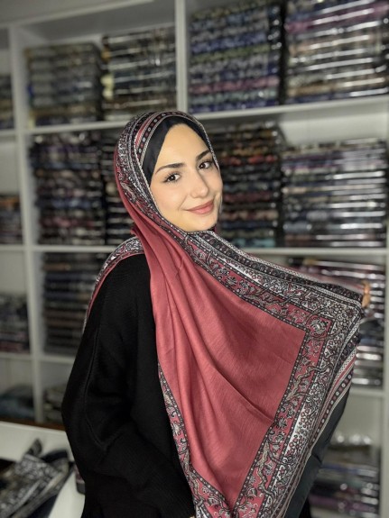  - Pamuk İpek Şal Bohem Kiremit