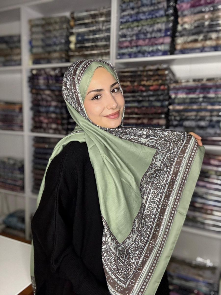 Pamuk İpek Şal Bohem Mint