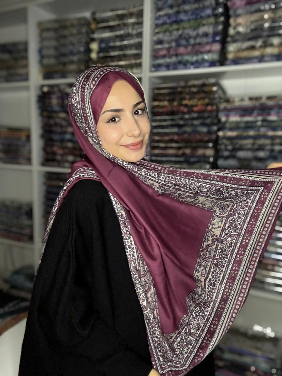 Pamuk İpek Şal Bohem Mürdüm