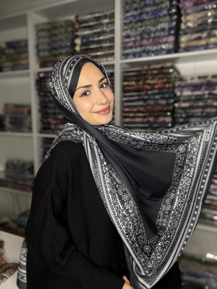 Pamuk İpek Şal Bohem Siyah