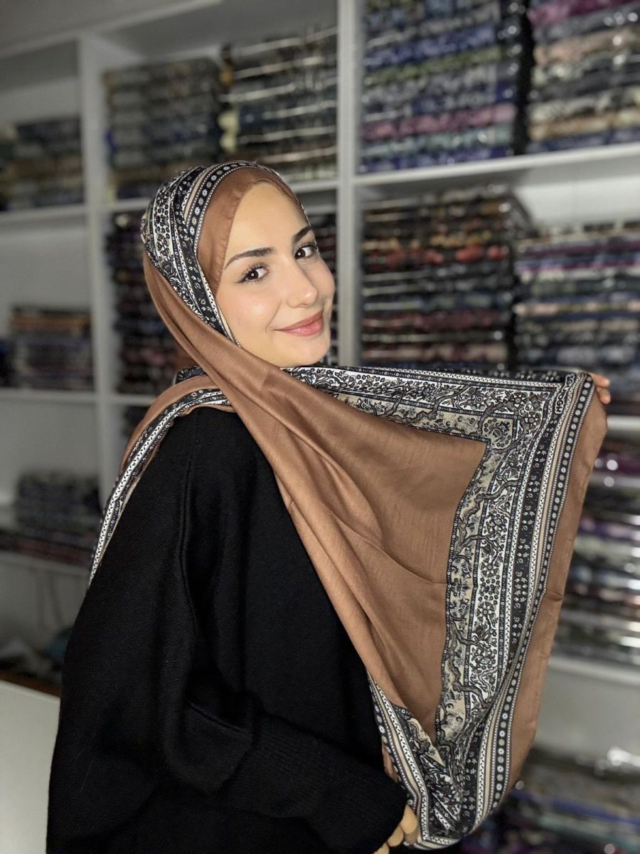 Pamuk İpek Şal Bohem Tarçın