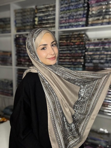  - Pamuk İpek Şal Bohem Vizon