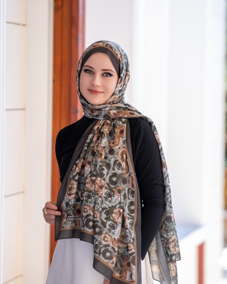  - Pamuk İpek Şal Rosamary - Haki