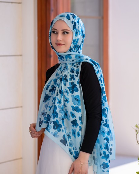  - Pamuk İpek Şal Rossa - Mavi