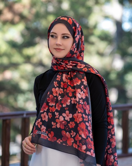  - Pamuk İpek Şal Rossa - Siyah Taba