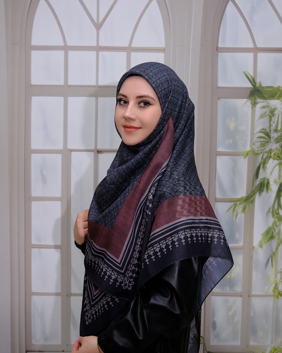 Pamuklu 120cm x 120cm Eşarp - Antrasit