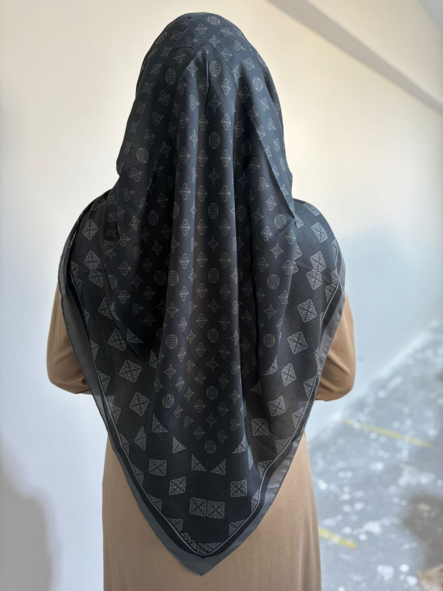 Pamuklu 120cm x 120cm Eşarp Asude Füme