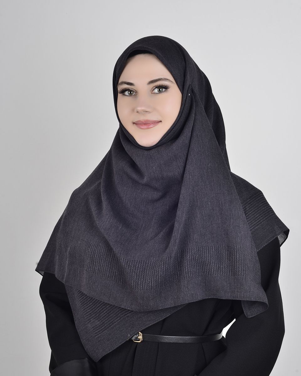 Pamuklu 120cm x 120cm Eşarp Düz Antrasit