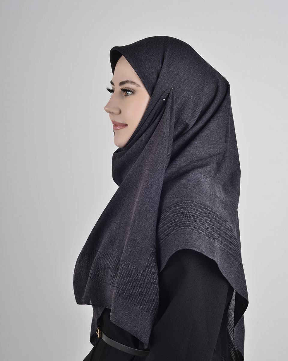 Pamuklu 120cm x 120cm Eşarp Düz Antrasit