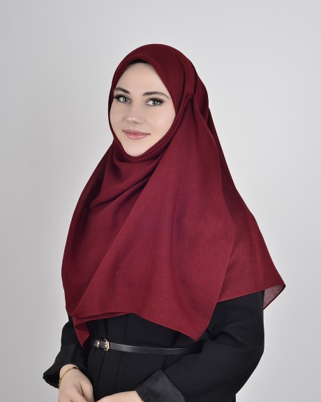  - Pamuklu 120cm x 120cm Eşarp Düz Bordo