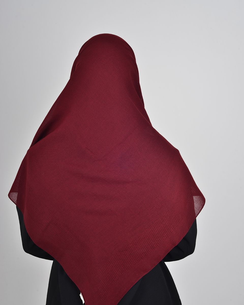 Pamuklu 120cm x 120cm Eşarp Düz Bordo