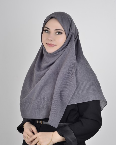  - Pamuklu 120cm x 120cm Eşarp Düz Füme