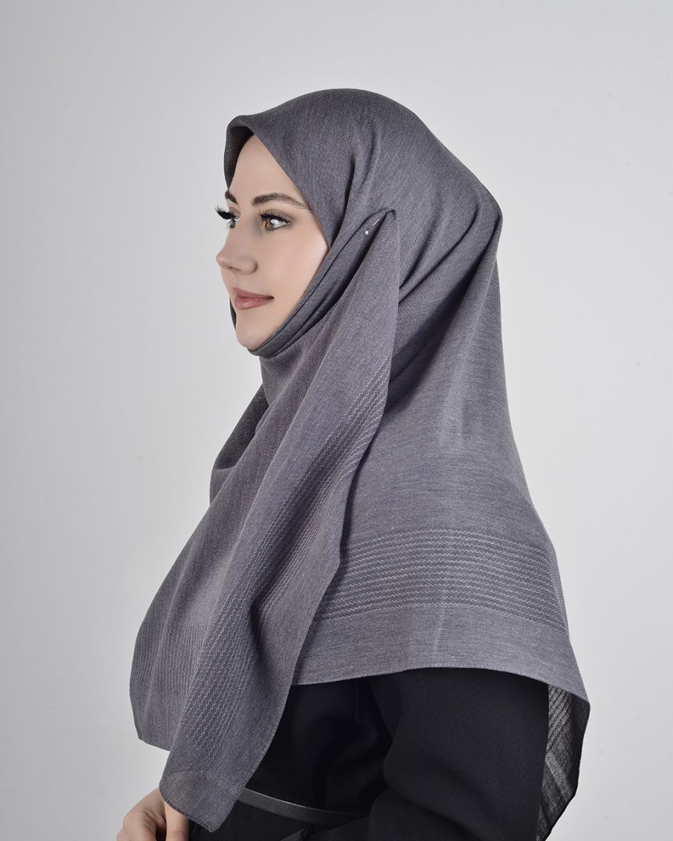 Pamuklu 120cm x 120cm Eşarp Düz Füme