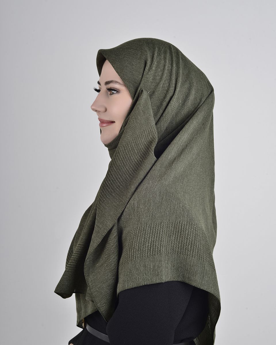 Pamuklu 120cm x 120cm Eşarp Düz Haki