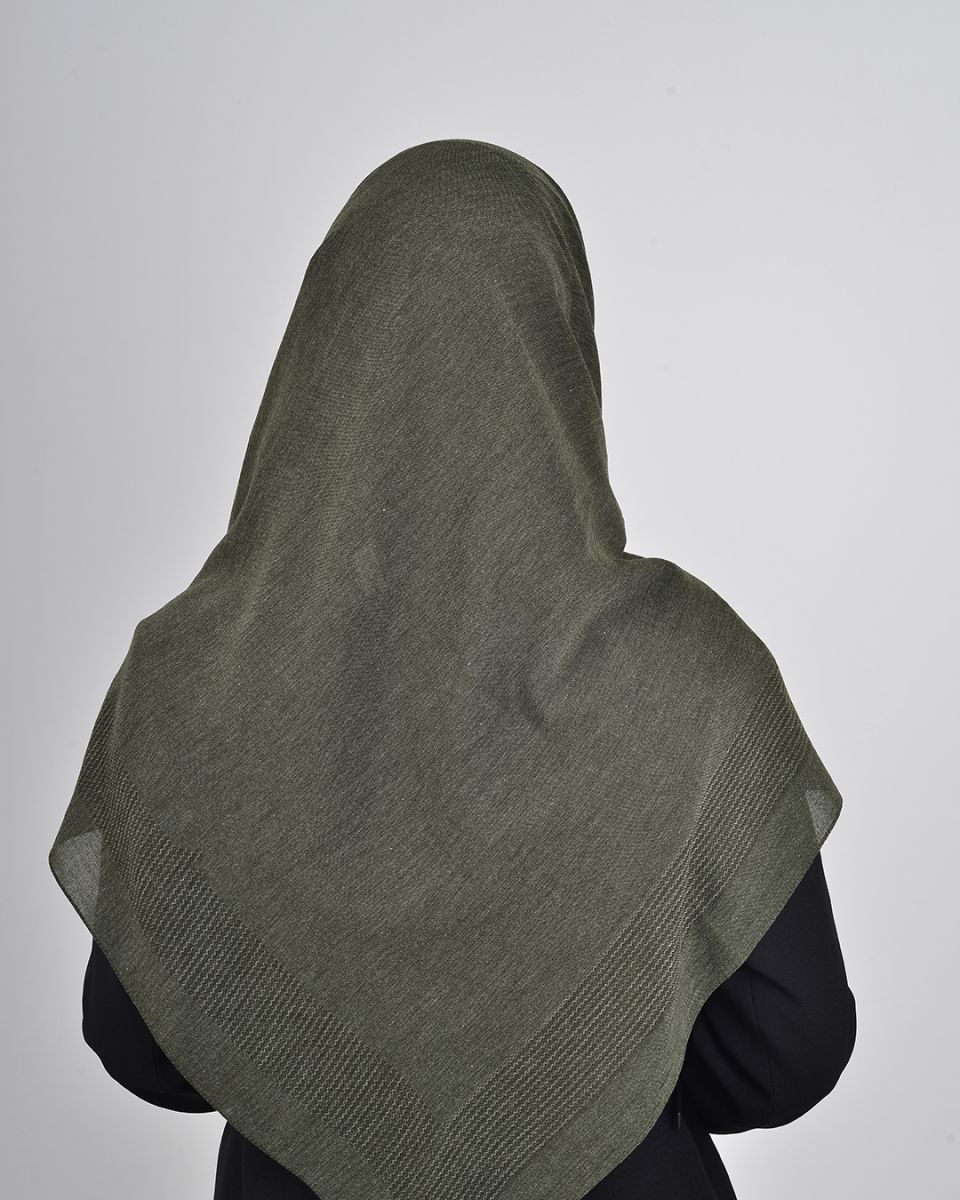 Pamuklu 120cm x 120cm Eşarp Düz Haki