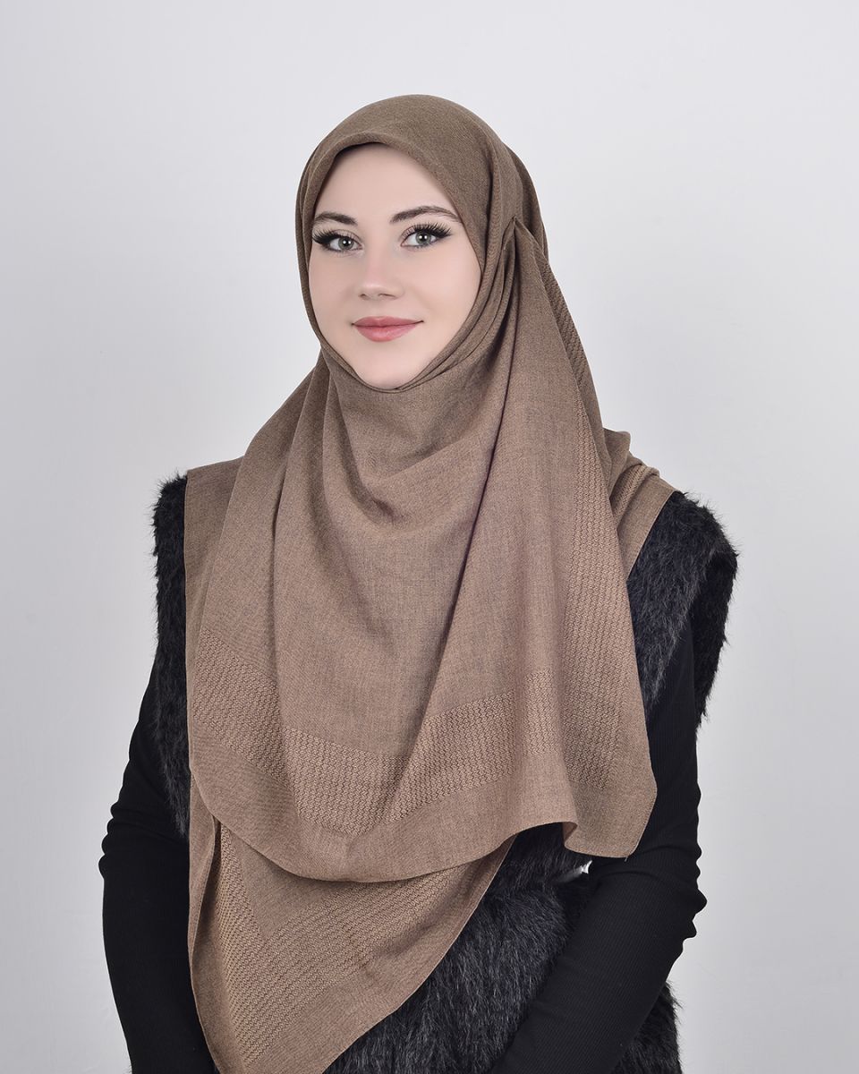 Pamuklu 120cm x 120cm Eşarp Düz Kahve