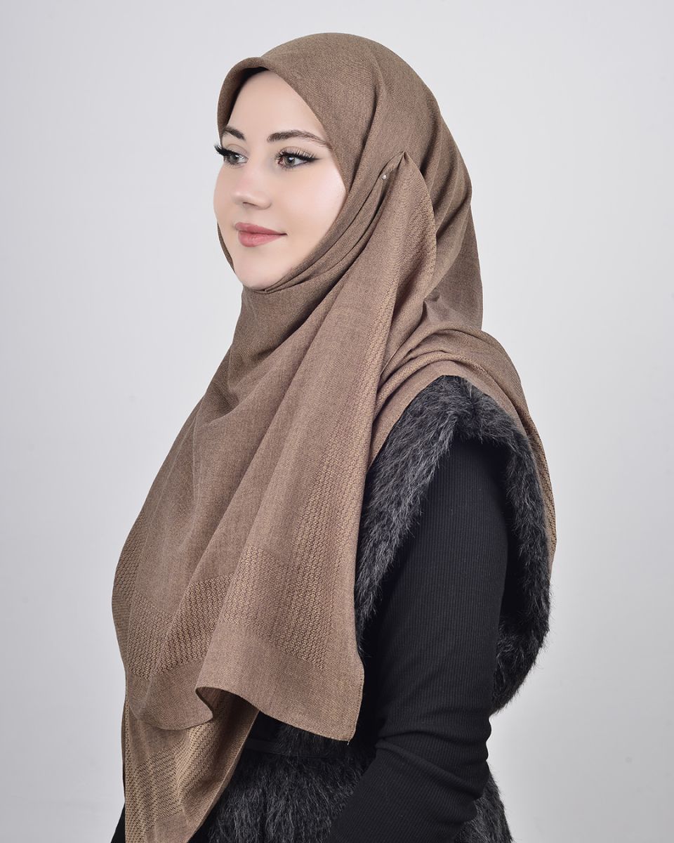 Pamuklu 120cm x 120cm Eşarp Düz Kahve