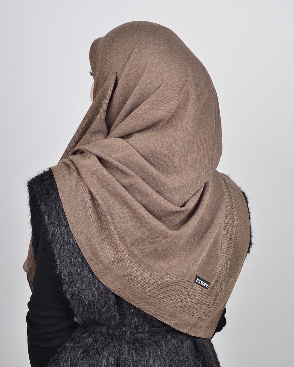 Pamuklu 120cm x 120cm Eşarp Düz Kahve