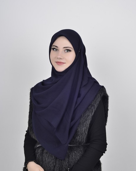  - Pamuklu 120cm x 120cm Eşarp Düz Lacivert