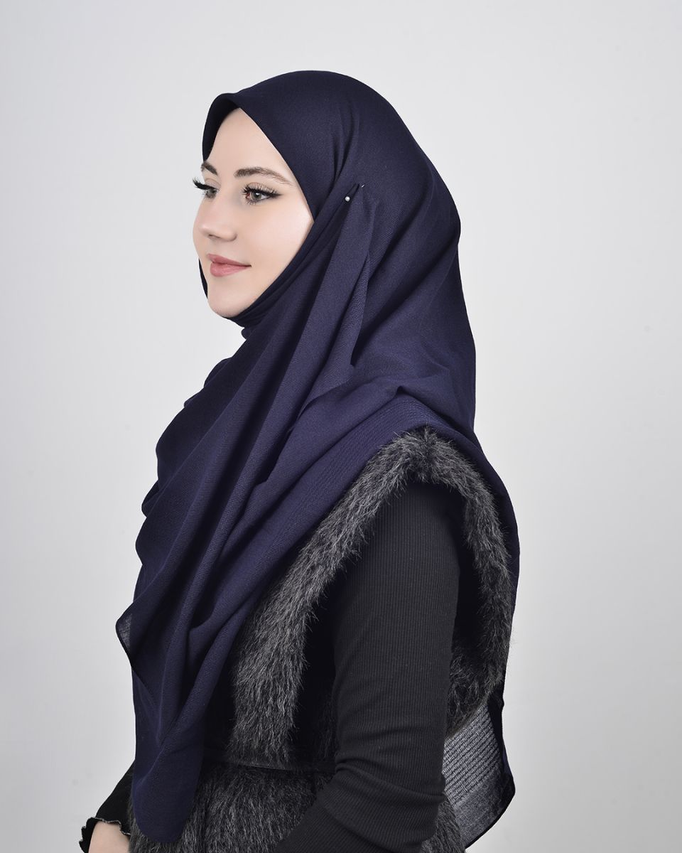 Pamuklu 120cm x 120cm Eşarp Düz Lacivert