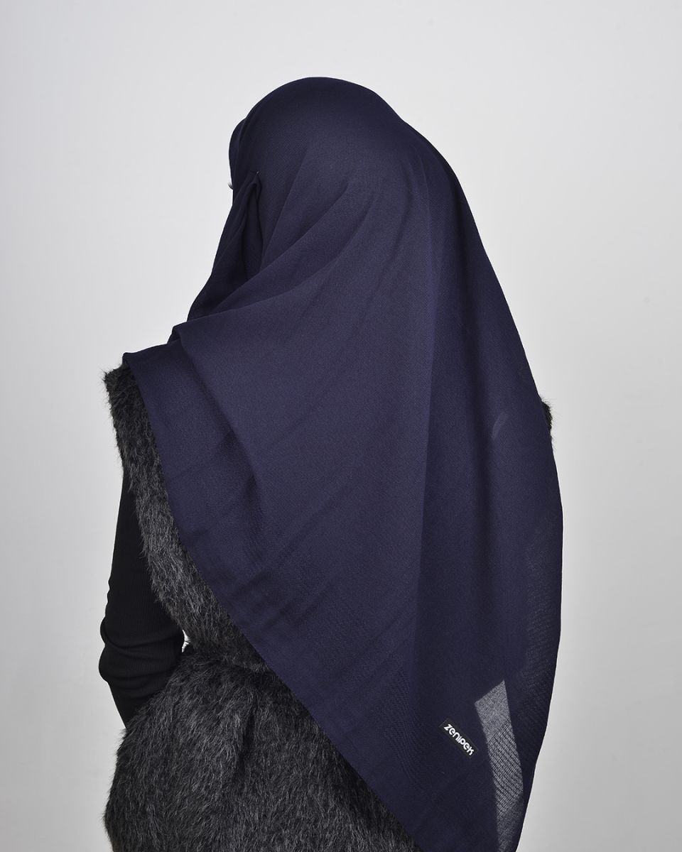 Pamuklu 120cm x 120cm Eşarp Düz Lacivert