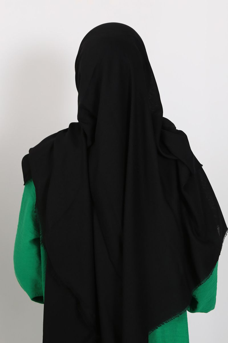 Pamuklu 120cm x 120cm Eşarp - Düz Siyah