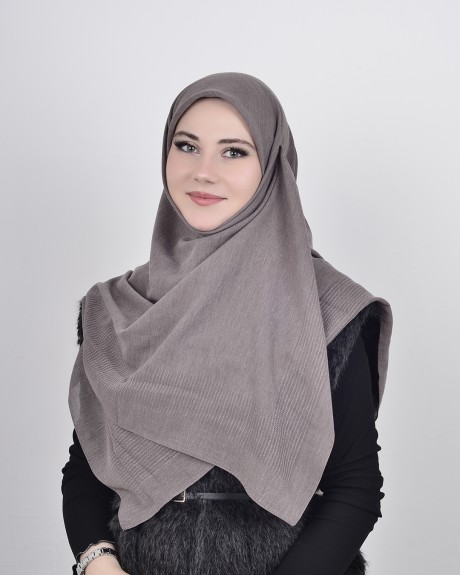  - Pamuklu 120cm x 120cm Eşarp Düz Vizon