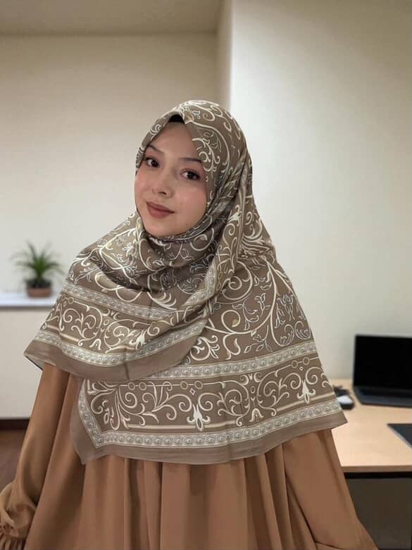 Pamuklu 120cm x 120cm Eşarp - Etnik Bej