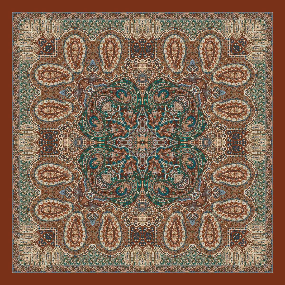 Pamuklu 120cm x 120cm Eşarp - Etnik Bordo